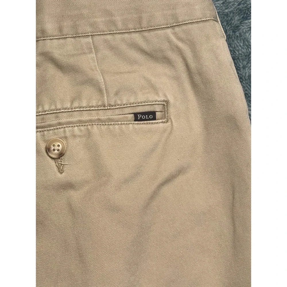 Polo Ralph Lauren Shorts Mens 46B Khaki Tan Classic Fit Flat Front Cotton Big